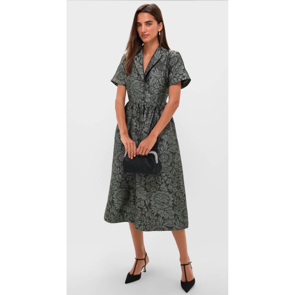 Tuckernuck Emerald Mirasol Jacquard Adelaide Dress Green Floral Midi XL